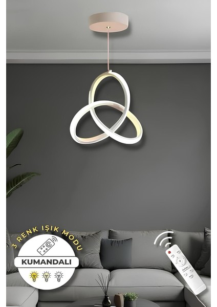 Alex White Kumandalı 3 Renk Modern Sarkıt LED Avize