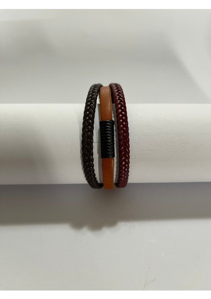 Erkek Bileklik Mıknatıslı Suni Deri Boncuk Taşlı Charm Hasır Örgü Bileklik fiyatları