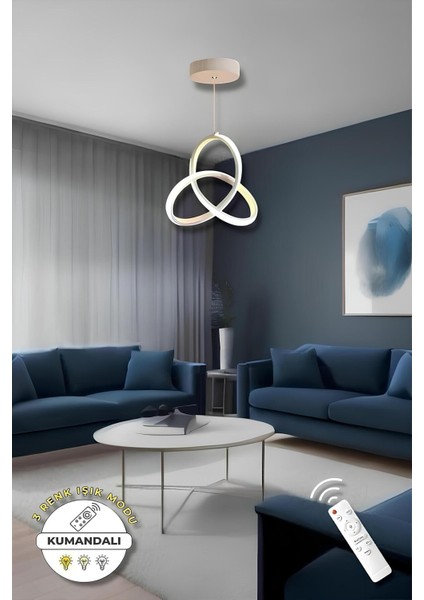 Alex White Kumandalı 3 Renk Modern Sarkıt LED Avize modelleri