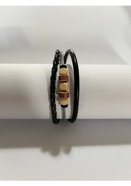Erkek Bileklik Mıknatıslı Suni Deri Boncuk Taşlı Charm Hasır Örgü Bileklik fiyatları