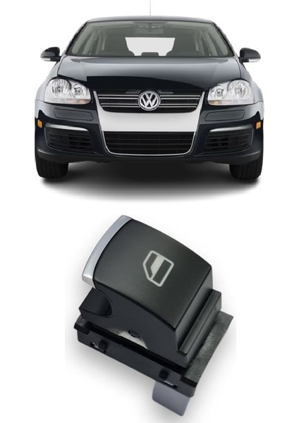 Volkswagen Jetta Mk5 2006-2011 Uyumlu Ön & Arka Yolcu Kapısı Cam Açma Düğmesi Krom 1 Adet 5K0959855
