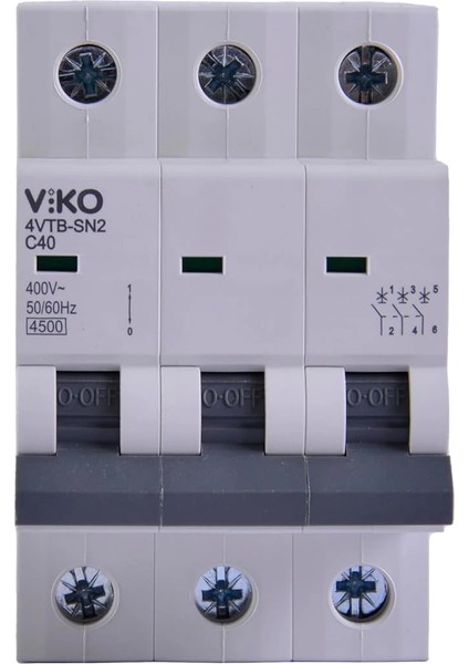 4VTB-3C40 Otomatik Sigorta 4,5ka C Tipi 3 Kutup 40A