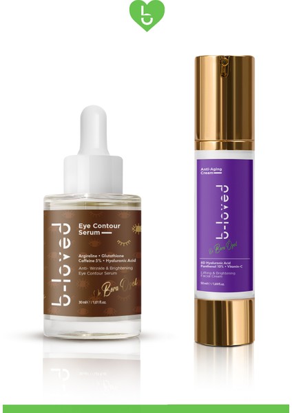 Yoğun Nemlendirme ve Kırışıklık Karşıtı 2'li Göz Çevresi Bakım Seti + Göz Çevresi Serum Paketi | Argireline • Glutathione • Caffeine 5% • Hyaluronic Acid • Malik Asit