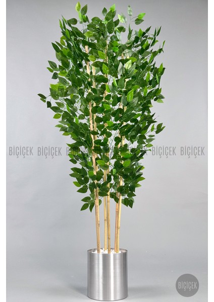 Yapay Benjamin Ağacı 170CM Gümüş Metal Saksıda