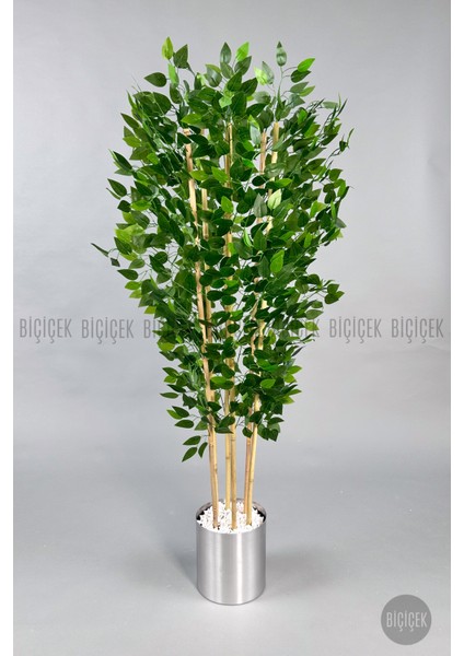 Yapay Benjamin Ağacı 170CM Gümüş Metal Saksıda