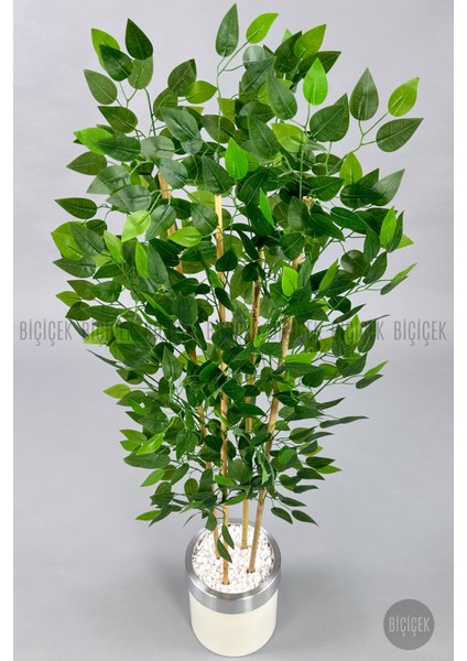 Yapay Benjamin Ağacı 140CM Krem Gümüş Metal Saksıda modelleri