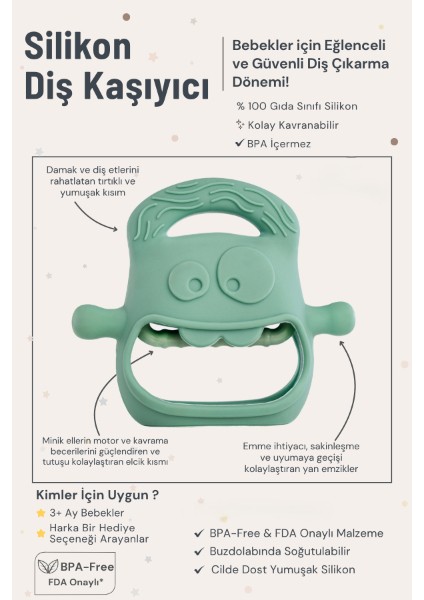 Koyu Yeşil Bebek Silikon Diş Kaşıyıcı fiyatları