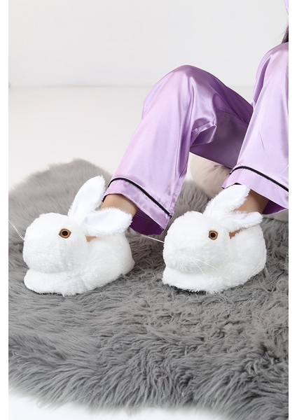 Mece Spor Panduf Peluş Tavşanlı Panduf Kışlık Ev Ayakkabısı (Hediyelik)