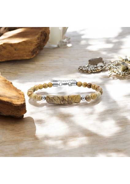 Odun Jasper Doğaltaş Çelik Halat Ve Çelik Klipsli Bileklik 31832B19D3 modelleri