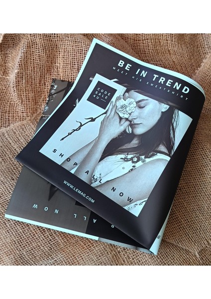 Mavi Siyah Be In Trend Yazılı Desenli Çiçek Ambalaj Kağıdı – 5’li Paket