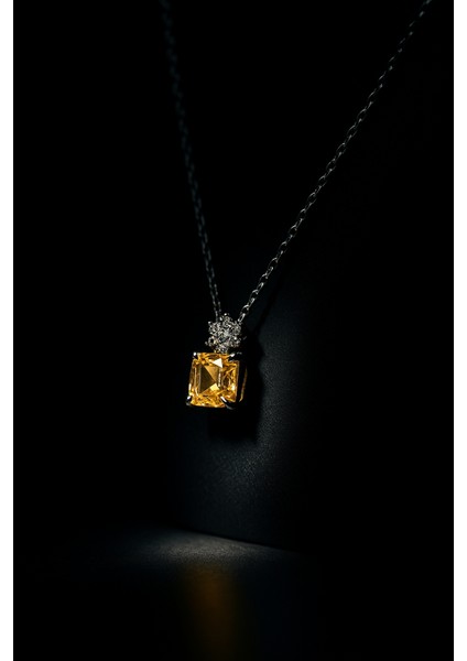 Sitrin Taşlı Lotus Başlık Gümüş Kolye fiyatları