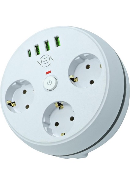 Vea VE-26583 3'lü 1.5 Metre Kablolu 3 USB / Type-C Girişli Akım Korumalı Grup Priz fiyatları