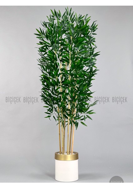 Yapay Bambu Ağacı 170CM Krem Metal Saksıda Gold