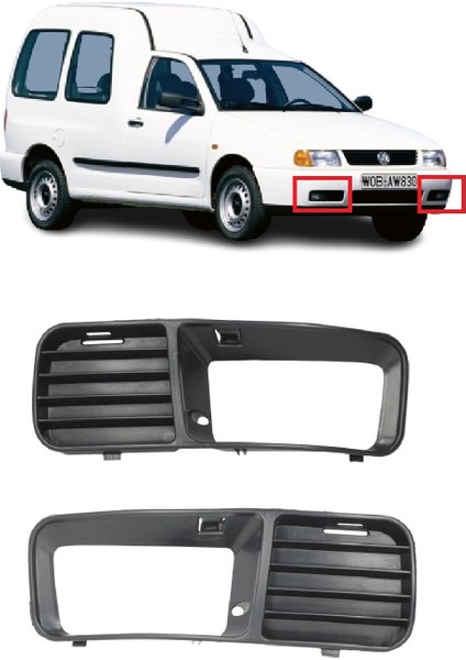 Volkswagen Caddy Iı / 2 1996-2002 Uyumlu Sağ ve Sol Sis Farı Çerçevesi Takım 2 Adet