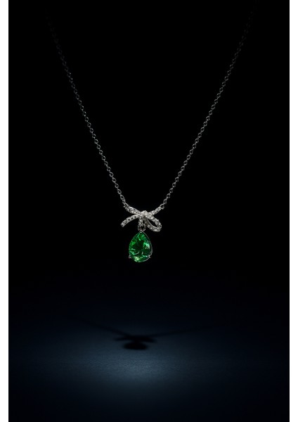 Damla Zümrüt Papyon Gümüş Kolye modelleri