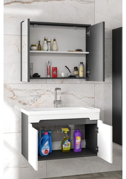 Ardi 80 cm Seramik Lavabolu Banyo Dolabı Seti-Mdf-Hazır Kurulu-- fiyatları