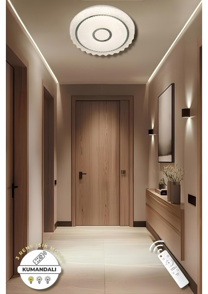 Shule1 (30CM) Kumandalı 3 Renk Modern Plafonyer LED Avize