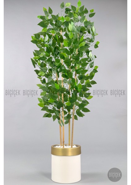 Yapay Benjamin Ağacı 140CM Krem Gold Metal Saksıda indirimleri