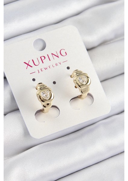 Xuping Zirkon Taşlı Kalp Model Gold Renk Kadın Küpe - TJ-BKP10840
