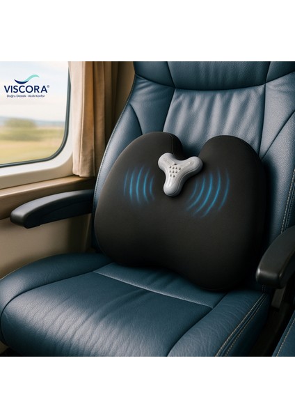 Ortopedik Bel ve Sırt Destek Minderi – Masajlı, Titreşimli, Klipsli, Ofis, Araç ve Ev Kullanımı Için