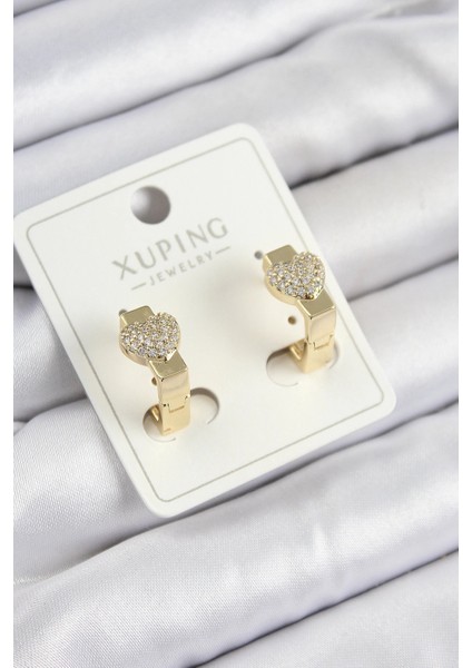 Xuping Zirkon Taşlı Kalp Model Gold Renk Kadın Küpe - TJ-BKP10857