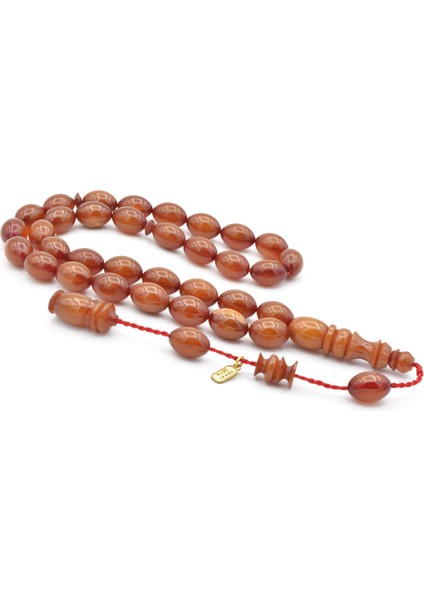 Hakkı Usta Imzalı Beyzi Kesim Hareli Sarı Katalin Tesbih