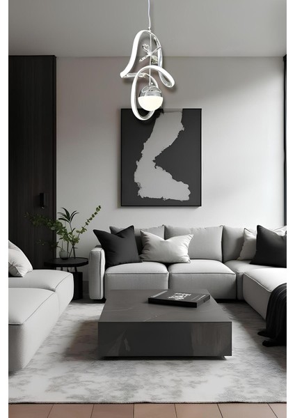 Noel Krom 3 Renk Modern Sarkıt LED Avize modelleri
