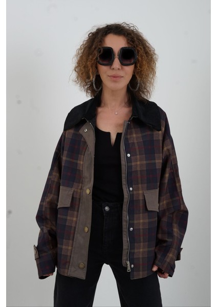 Kadife Kontrast Yaka Ekose Ceket fiyatları