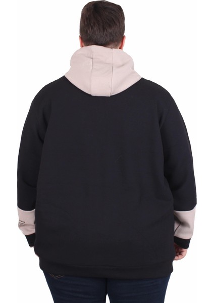 Mocgrande Büyük Beden Kapüşonlu Sweat Double Face Trust 25701 Sıyah modelleri