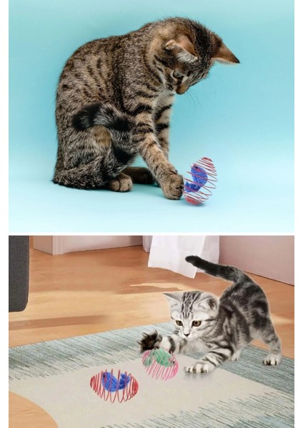 Yaylı Metal Fareli Kafes Kedi Oyun Topu Sıçrayan Spiral Kedi Topu