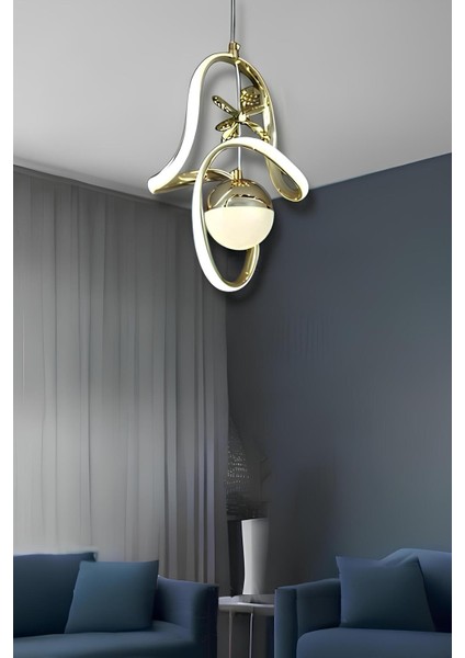Noel Gold 3 Renk Modern Sarkıt LED Avize