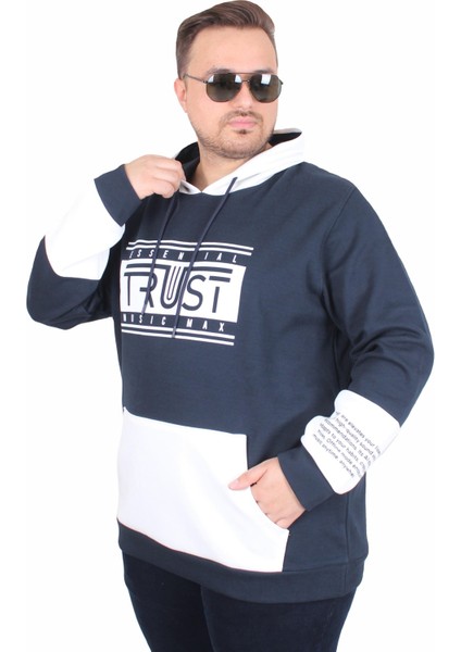 Mocgrande Büyük Beden Kapüşonlu Sweat Double Face Trust 25701 Lacıvert fiyatları