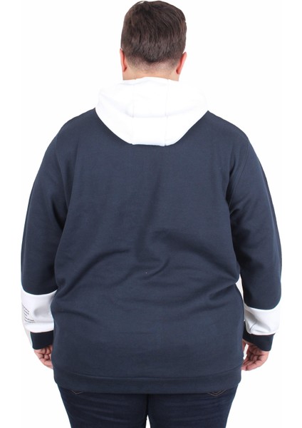 Mocgrande Büyük Beden Kapüşonlu Sweat Double Face Trust 25701 Lacıvert modelleri