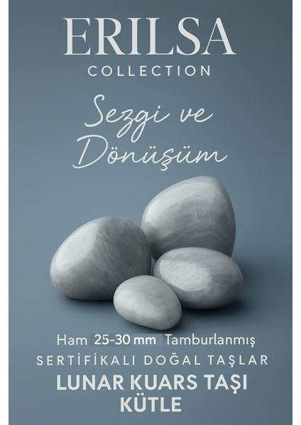 Sertifikalı Doğal Ay Taşı Kuvars Kütle – Sezgi ve Dönüşüm El Taşı (Lunar Quartz)