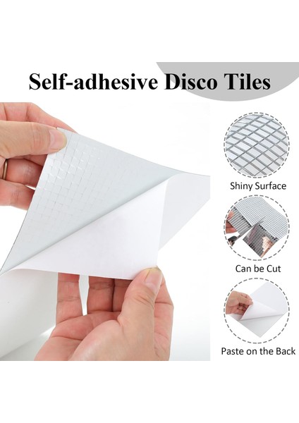 20’li Kendinden Yapışkanlı Silver Ayna Mozaik Disco Sticker Duvar Eşya Dekoratif Kaplama 30X30 cm fırsatları