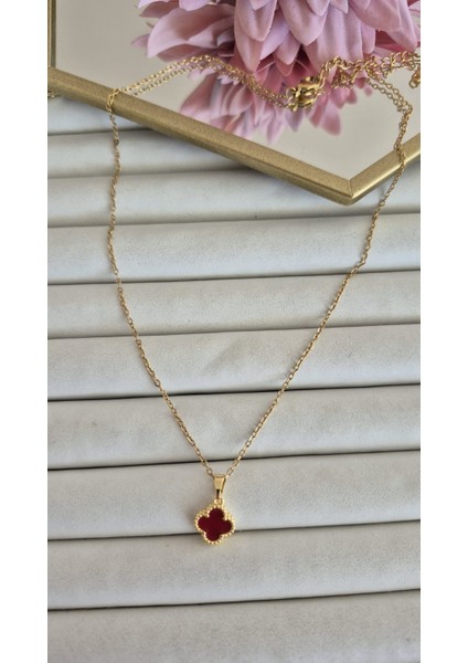Çelik Minimal Bordo Cleef Kolye fırsatları