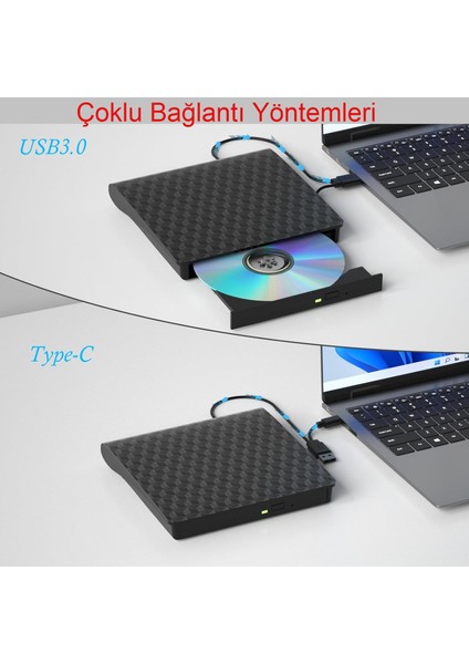 Type-C USB DVD Harici Yazıcı 3.0 Hızlı Okuma/yazma Tak Çalıştır Taşınabilir Geniş Uyumluluk Az Güç