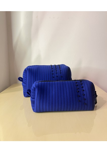El Yapımı Boncuk İşlemeli Organizer Çanta - Neopren Kumaş - Fermuarlı - Çok amaçlı -Makyaj / Kalemlik / Seyahat Çantası (20x11x11 cm) - Geniş Boy fiyatları