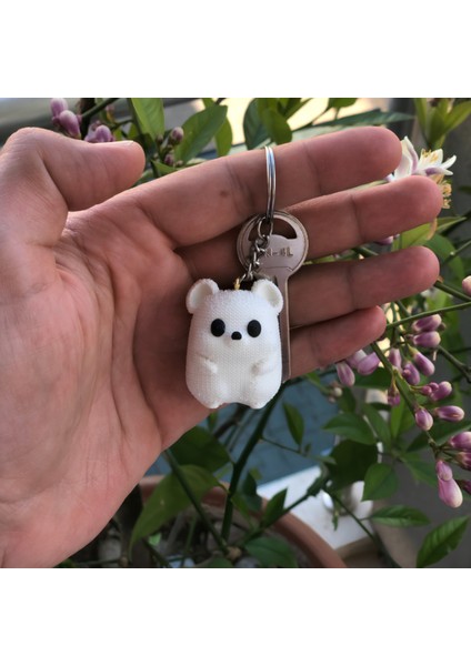 Beyaz Lemur Anahtarlık – Örgü Desenli Sert ve Ağır Figür | Dekoratif Aksesuar fiyatları