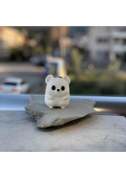 Beyaz Lemur Anahtarlık – Örgü Desenli Sert ve Ağır Figür | Dekoratif Aksesuar modelleri