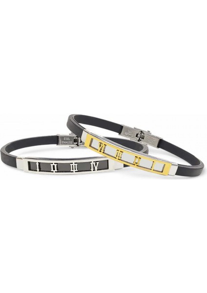 Roma Rakam Desenli Çelik Bileklik