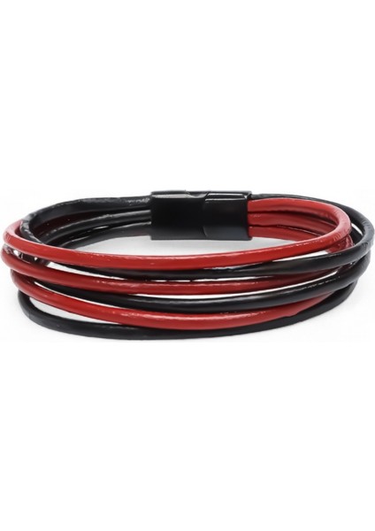 Erkek Bileklik | Kırmızı Siyah Çoklu Katmanlı Tasarım modelleri