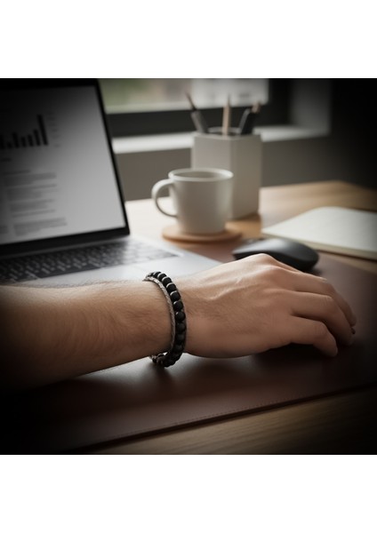 Oniks Doğaltaş ve Çelik Halat Örme Bileklik fiyatları