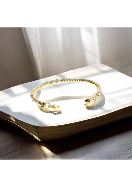 Oval Kral Bakla Örgülü Sarı Çelik Zincir Bileklik 4mm modelleri