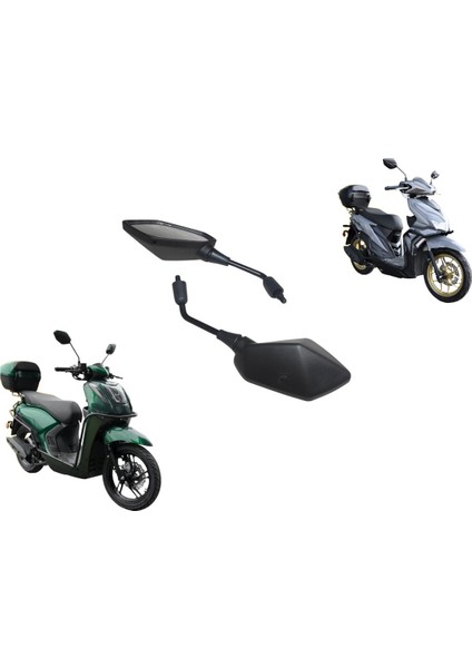 Motosiklet Ayna Takımı Uzun Kol Geniş Açı - Yuki Route / Gentle