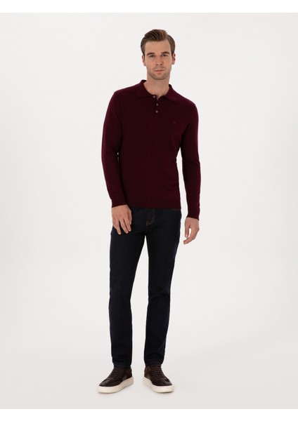 Erkek Lacivert Slim Fit Pamuk Karışımlı Jean Pantolon 50314011-VR033