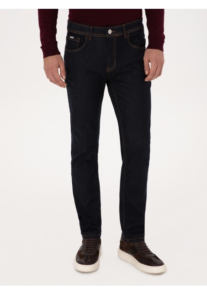 Erkek Lacivert Slim Fit Pamuk Karışımlı Jean Pantolon 50314011-VR033