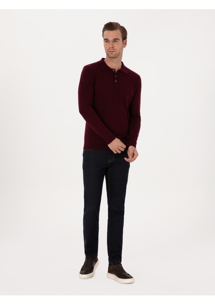 Erkek Lacivert Slim Fit Pamuk Karışımlı Jean Pantolon 50314011-VR033