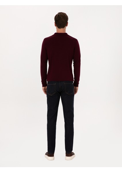 Erkek Lacivert Slim Fit Pamuk Karışımlı Jean Pantolon 50314011-VR033