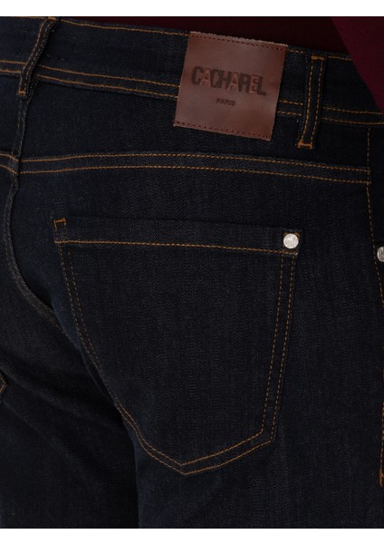 Erkek Lacivert Slim Fit Pamuk Karışımlı Jean Pantolon 50314011-VR033